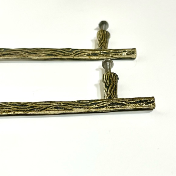 Antique Gold Twig 6 Inch Center to Center Bar Cabinet Pull Pair - Picture 3 of 6